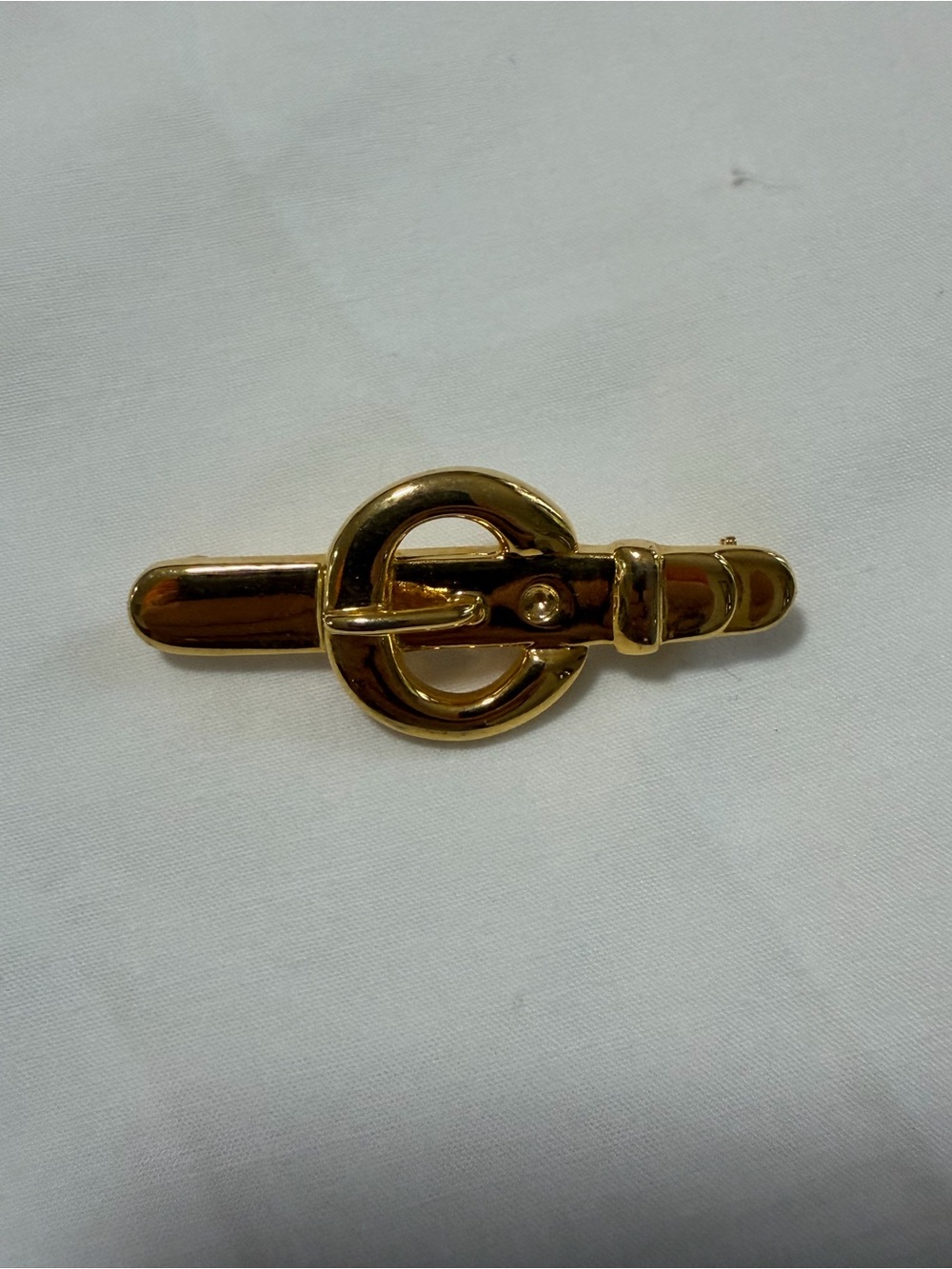 Gold-Tone Circular Buckle Brooch for Women